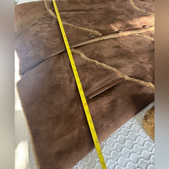 Women's Shearling Fur and Arctic Fox Coat Beige Knee Length Size S/M - Picture 12 of 14